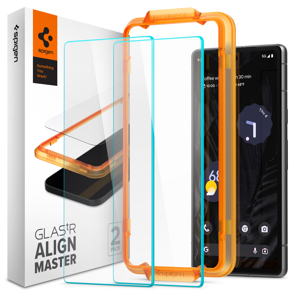 SPIGEN AlignMaster GLAS.tR Slim 2PCS Screen Protector for Google Pixel 7a [Colour:Clear]