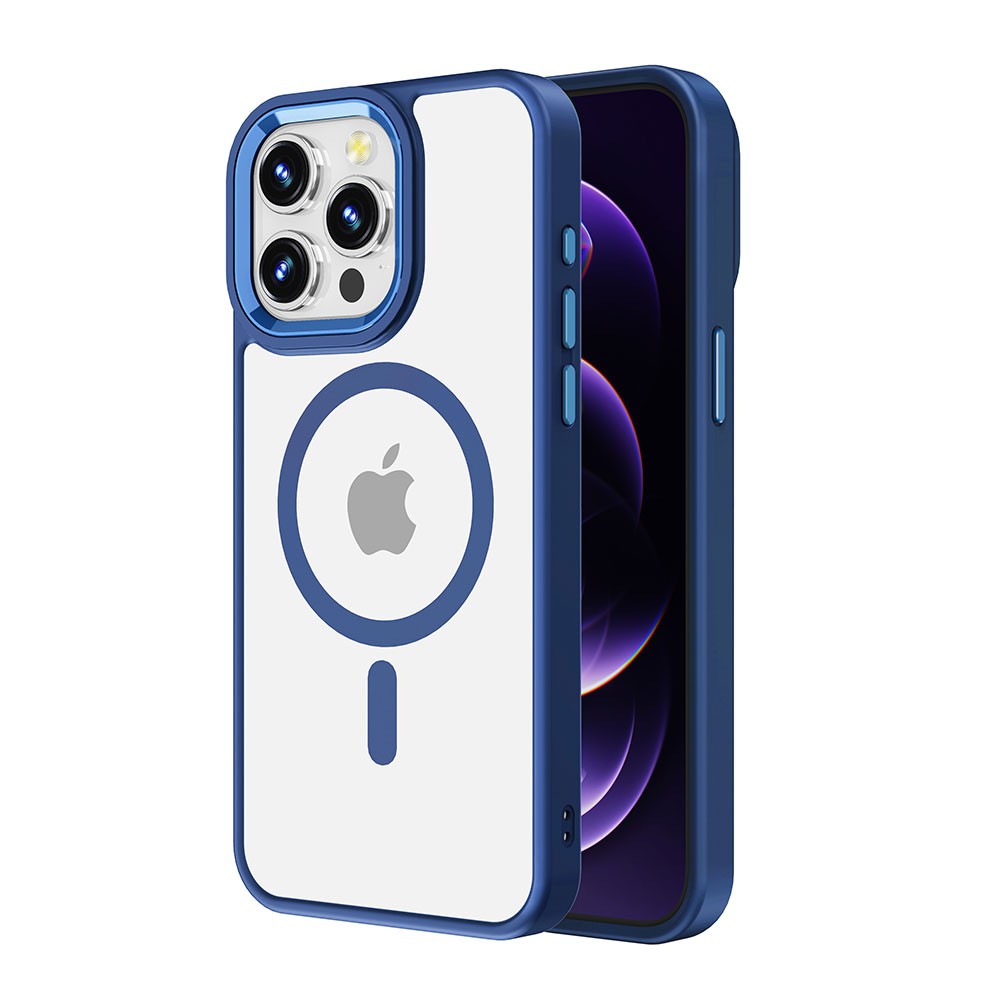 Redefine Metal Camera Lens Magnetic Transparent Magsafe Case for iPhone 15 Pro - Blue