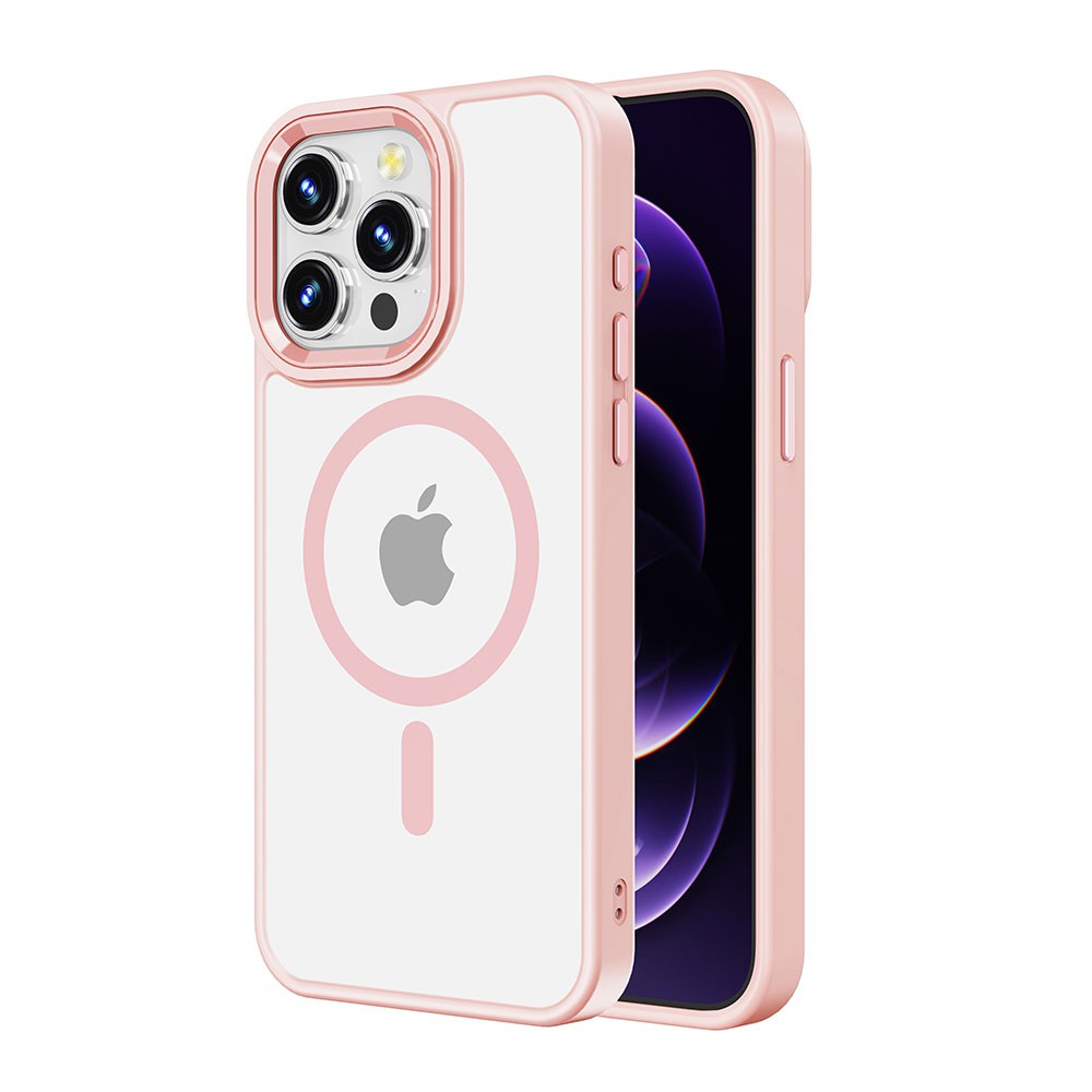 Redefine Metal Camera Lens Magnetic Transparent Magsafe Case for iPhone 15 Pro - Pink