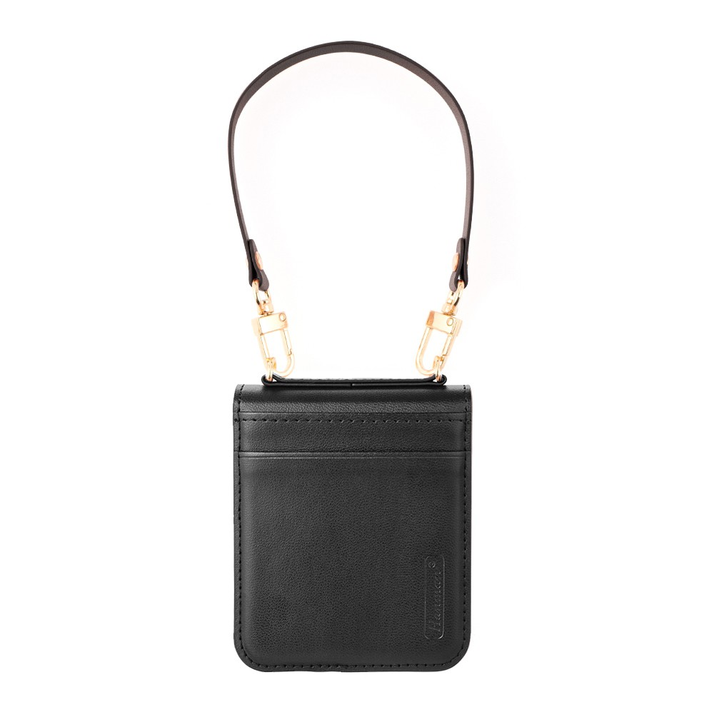 Hanman PU Flip Leather Wallet Cover Case for Samsung Galaxy Z Flip5 - Black