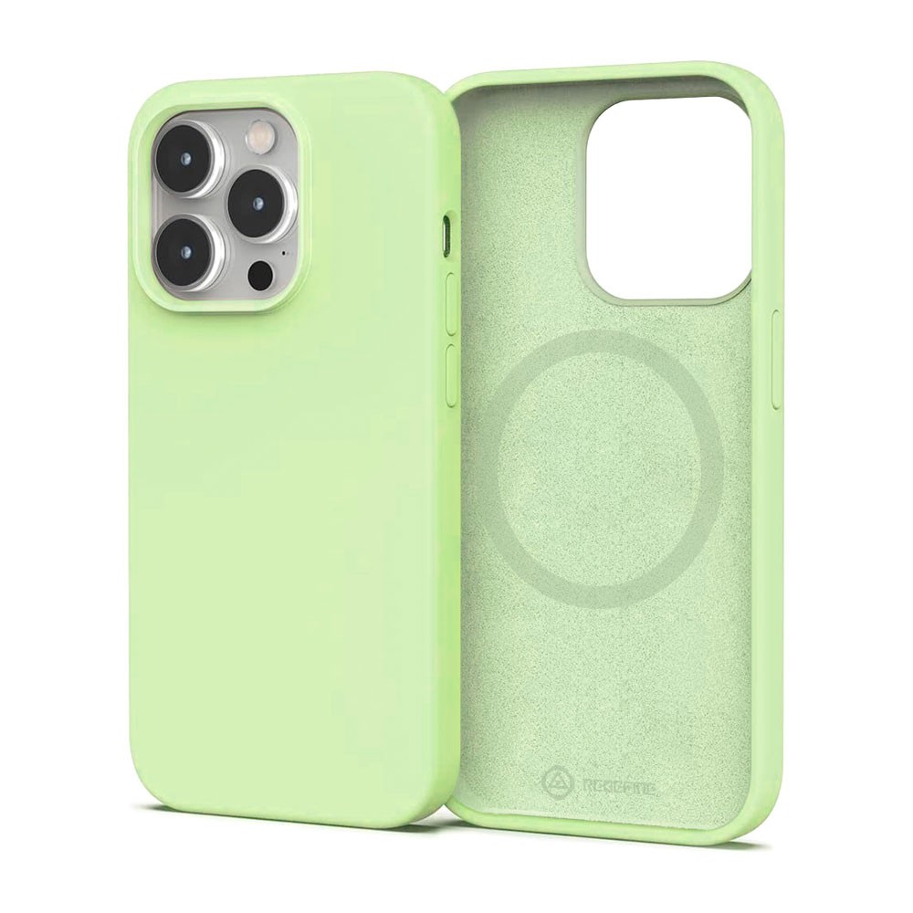 Liquid Silicone Case Cover with Magnetic Ring for iPhone 15 Pro Magsafe - Green