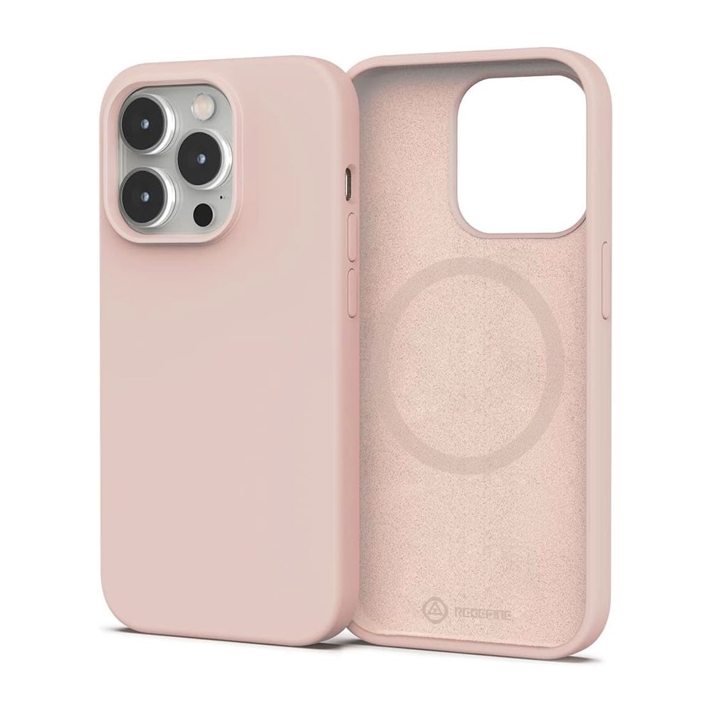 Liquid Silicone Case Cover with Magnetic Ring for iPhone 15 Pro Magsafe - Pink