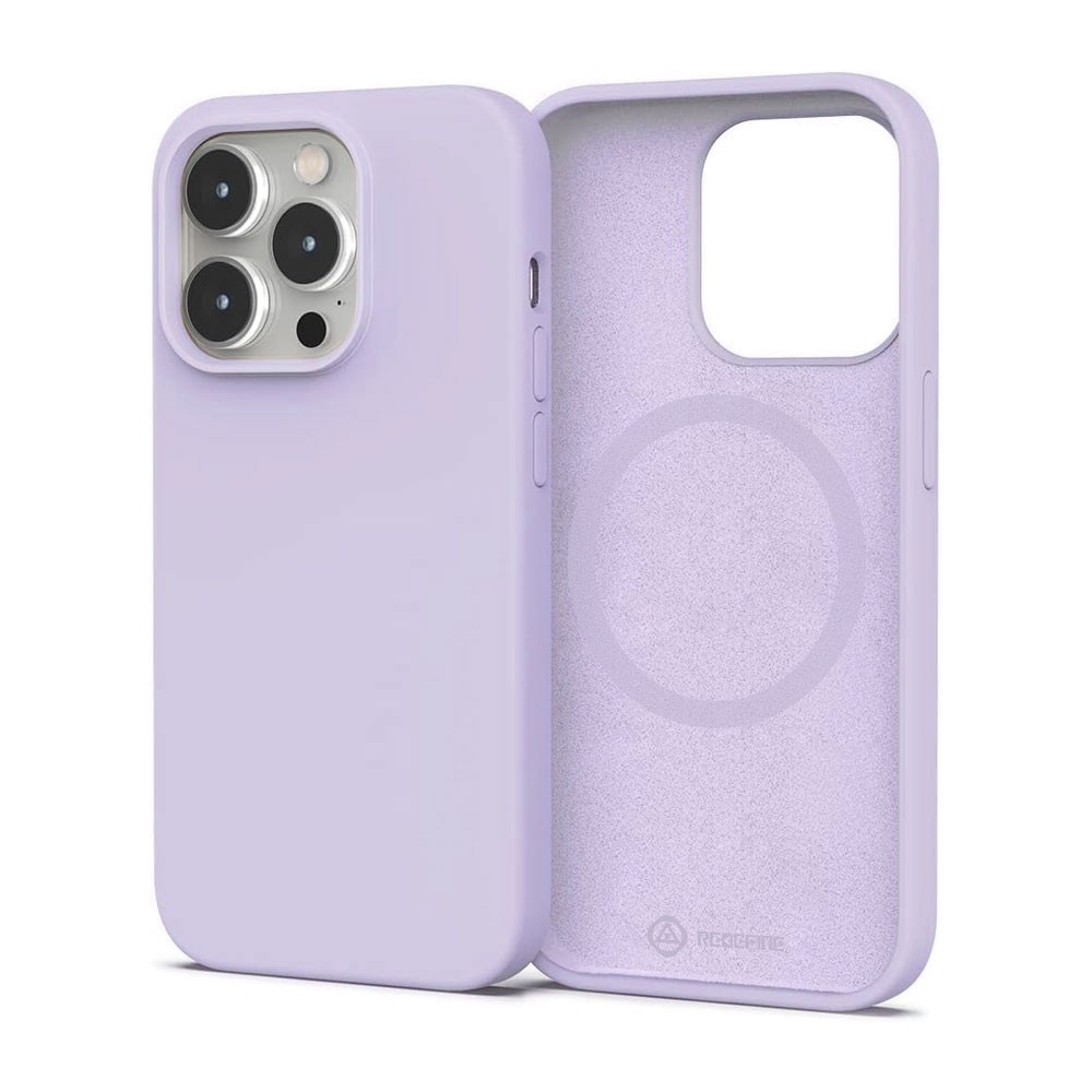 Liquid Silicone Case Cover with Magnetic Ring for iPhone 15 Pro Magsafe - Purple