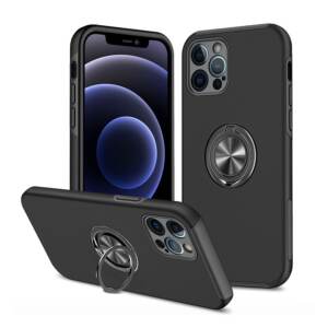 Magnetic Ring Holder Shockproof Cover Case for iPhone 13 Pro Max - Black