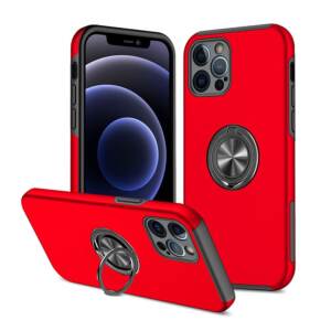 Magnetic Ring Holder Shockproof Cover Case for iPhone 13 Pro Max - Red