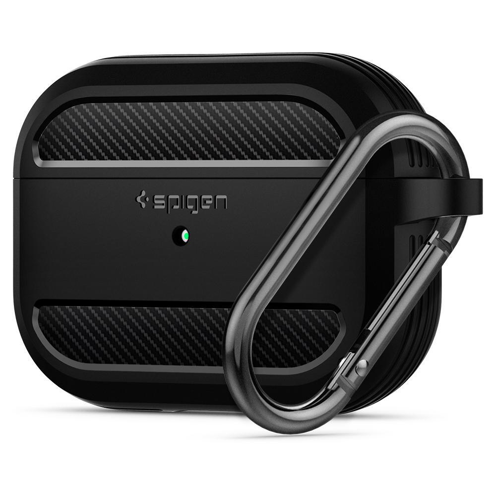 AirPods Pro 1/2 Case, Genuine Spigen Rugged Armor Resilient Soft Cover for Apple [Colour:Black]