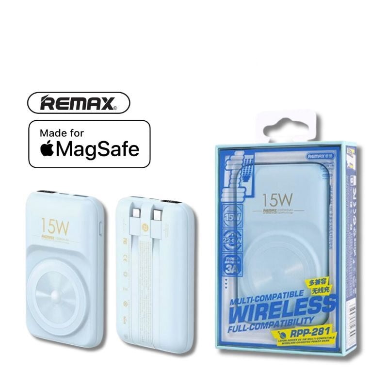 Remax Power Bank with Wireless, Type C and iPhone Cable