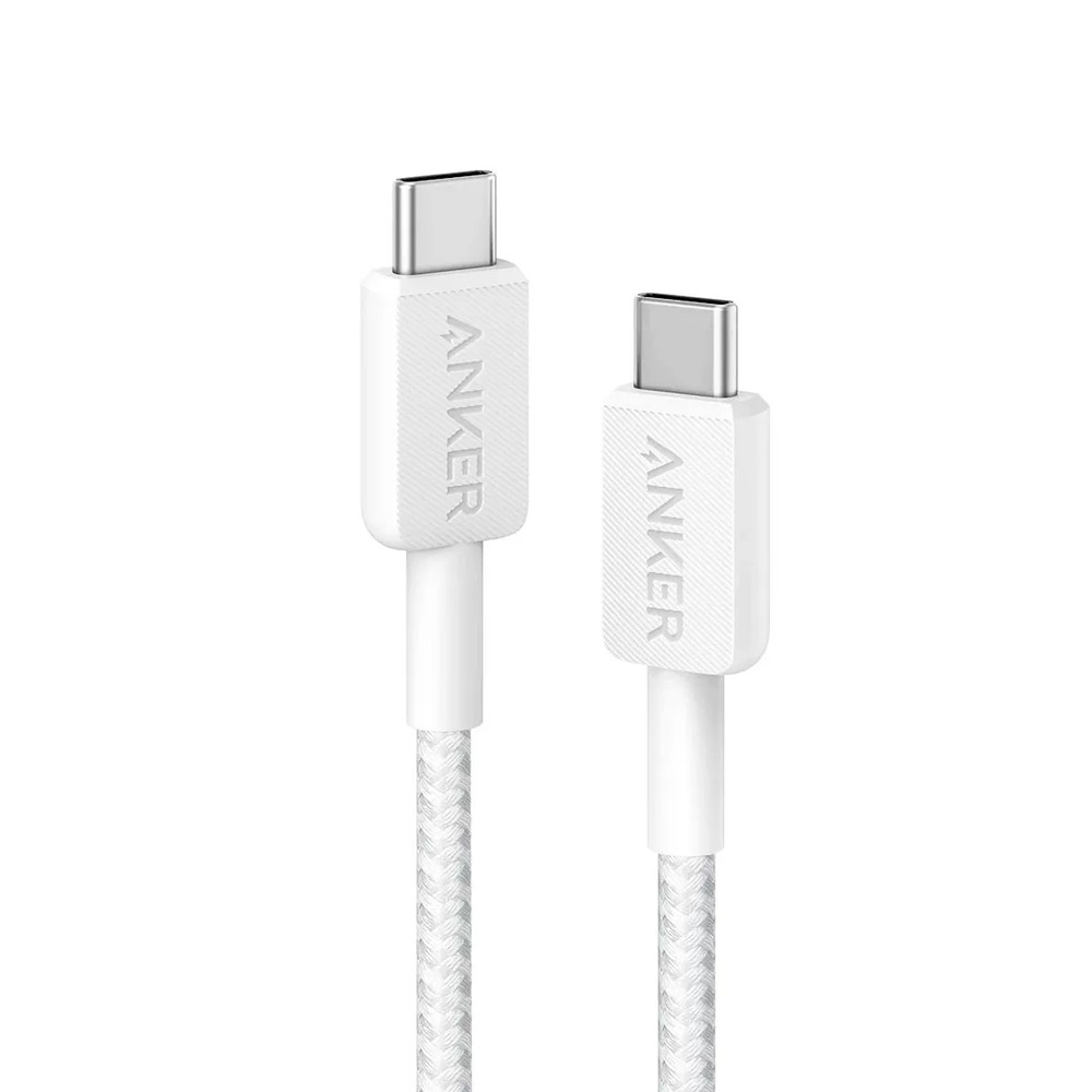 Anker USB-C to USB-C Cable Compatible for iPhone 15 Series-White (3ft Braided)