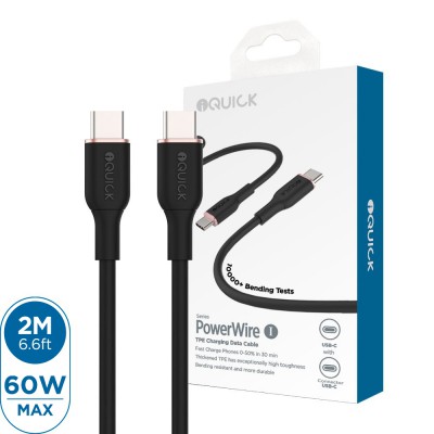 iQuick Fast Charging C to C Cable 2m Compatible with iPhone 15