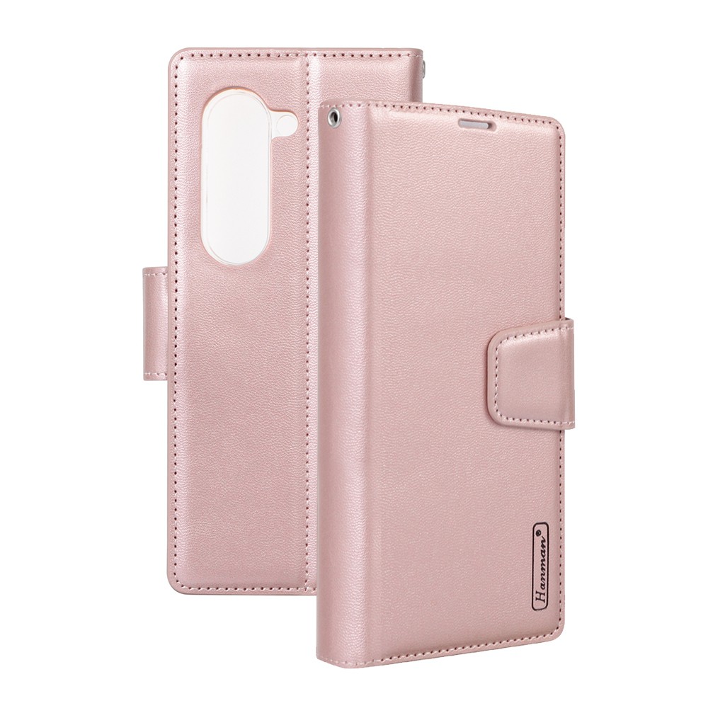 Samsung Z Fold 6 Card Holder Case Flip Dairy Cover - Rose Gold