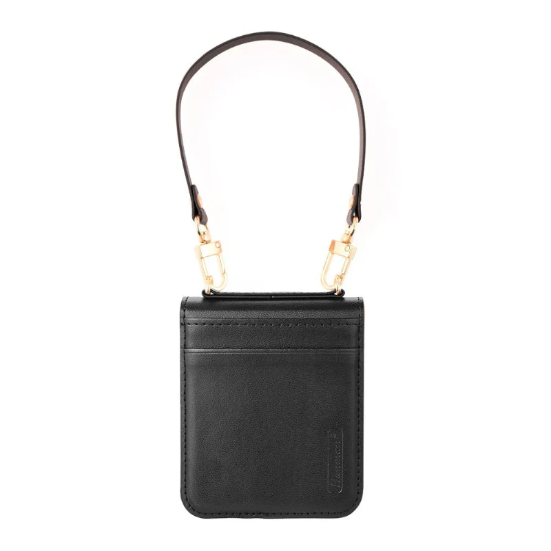 wallet style case with strap for Samsung Z Flip7 in black color