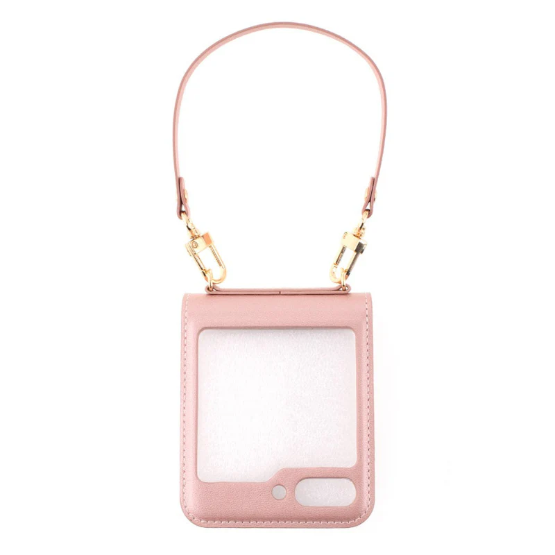 wallet style case with strap for Samsung Z Flip7 in Rose gold color