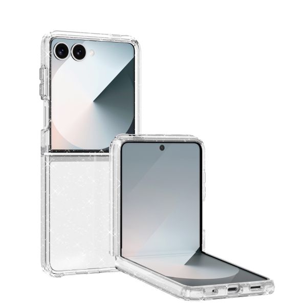 Samsung Z Flip 7 clear hard case with glitters